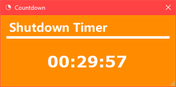 Screenshot of countdown window with yellow background