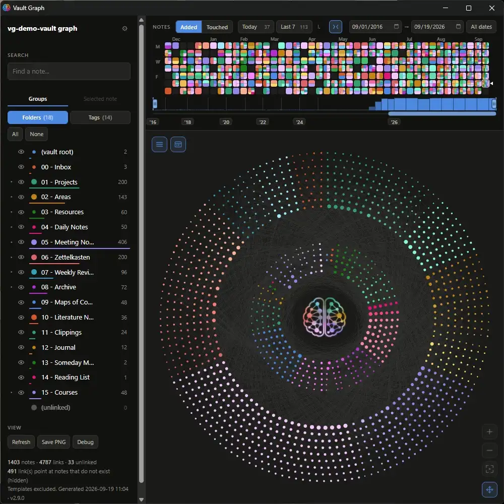 Two folders right-clicked in turn, each given a colour of its own from the picker, then both put back to automatic
