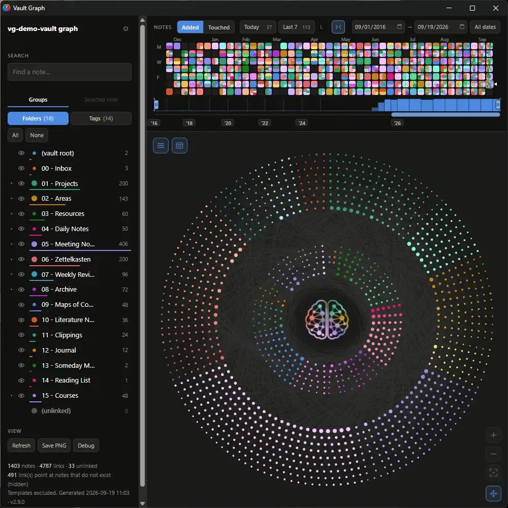 A folder's twisty opened to reach its subfolders, one hovered to find it on the disc, then clicked to halo it and push its sub-wedge out, then let back down and folded away