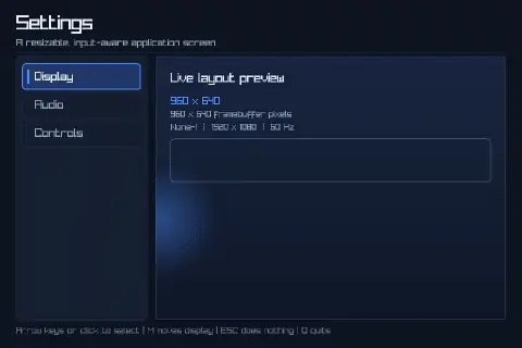 Navigating the responsive settings interface