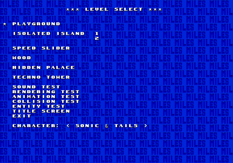 Level Select screen.