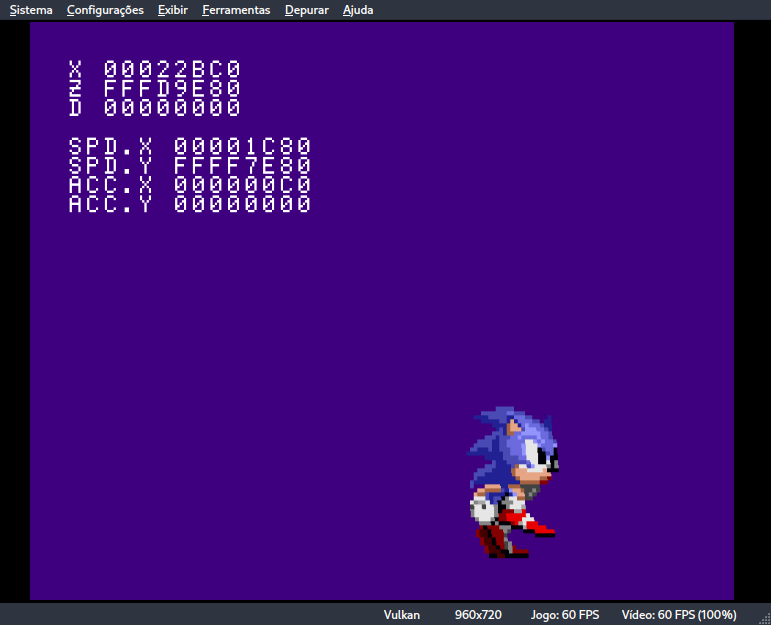 Screenshot of Sonic walking on screen.