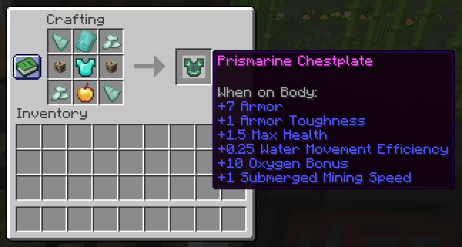Prismarine Armor Recipe