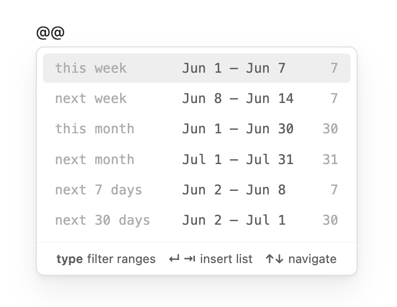 inline list