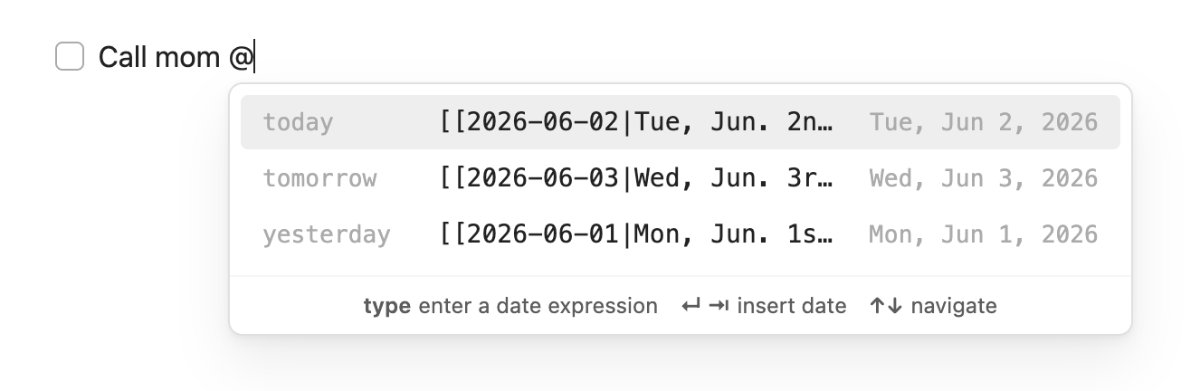 Inline date suggest