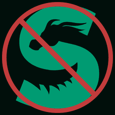 Minestrator logo with red no symbol across it