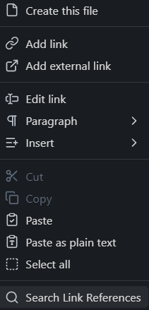 Search Link References context menu