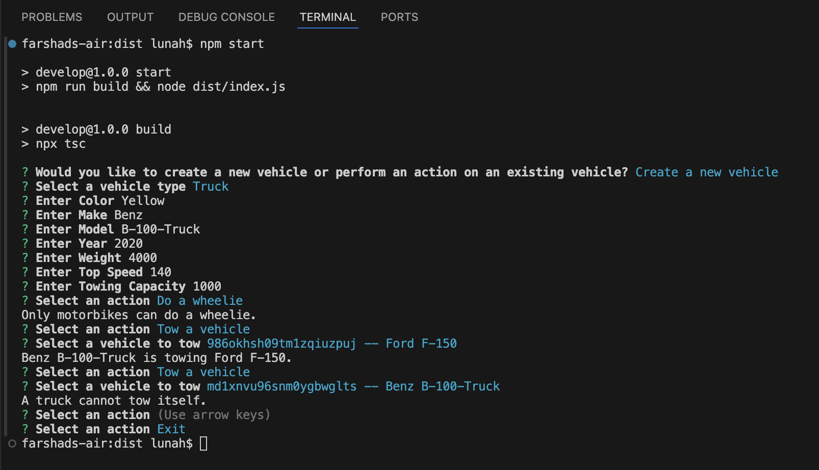 Create a new vehicle "Truck"