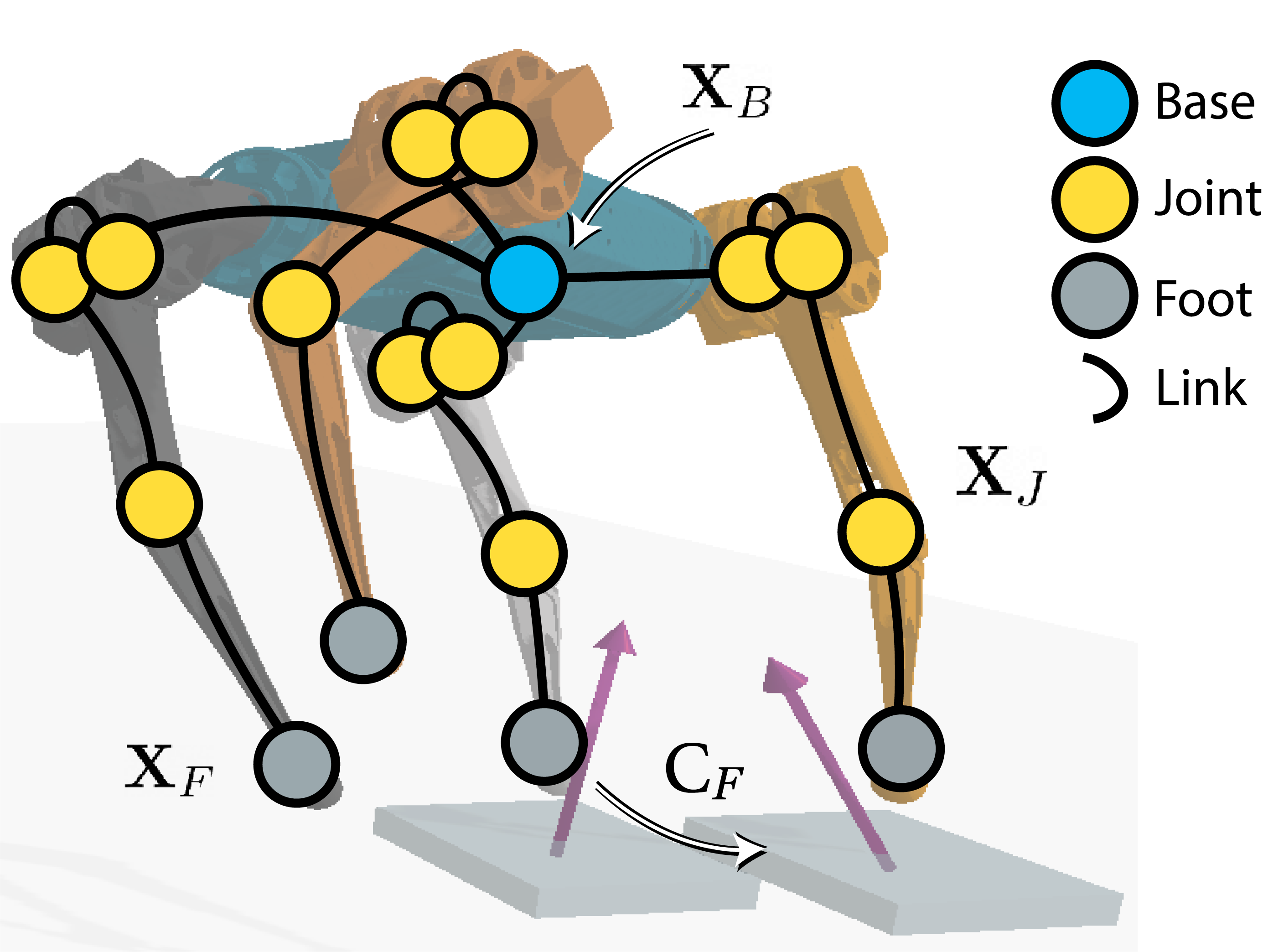 Figure 1; Visualization of our MI-HGNN for the Mini-Cheetah robot as an example.