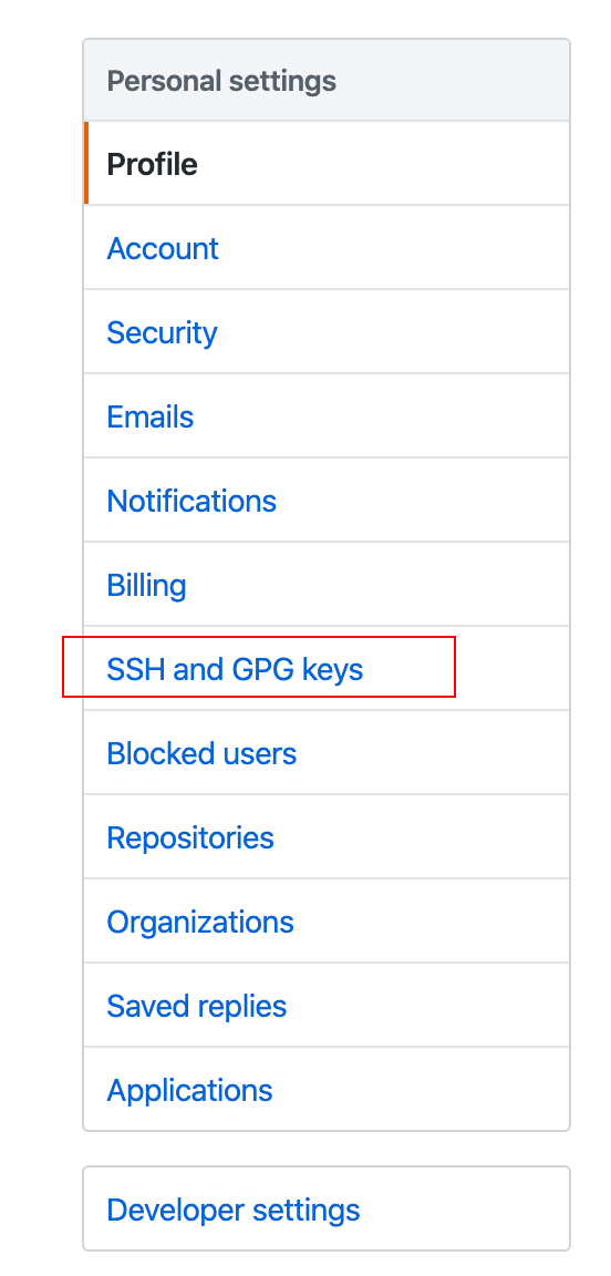 Figure 7-2: Set up public key in GitHub