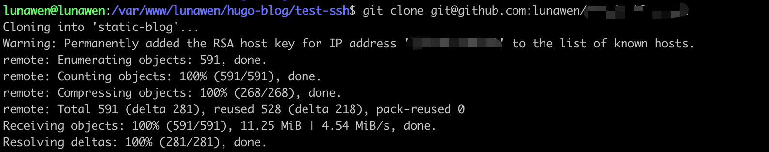 Figure 8-3: Use SSH to clone the project