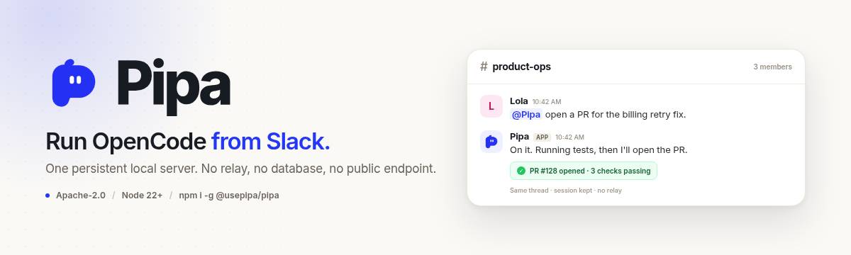 Pipa: run OpenCode from Slack