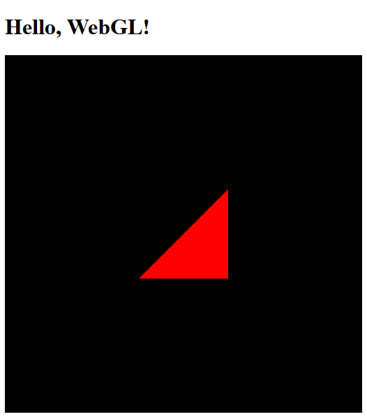 A red triangle drawn on a WebGL canvas