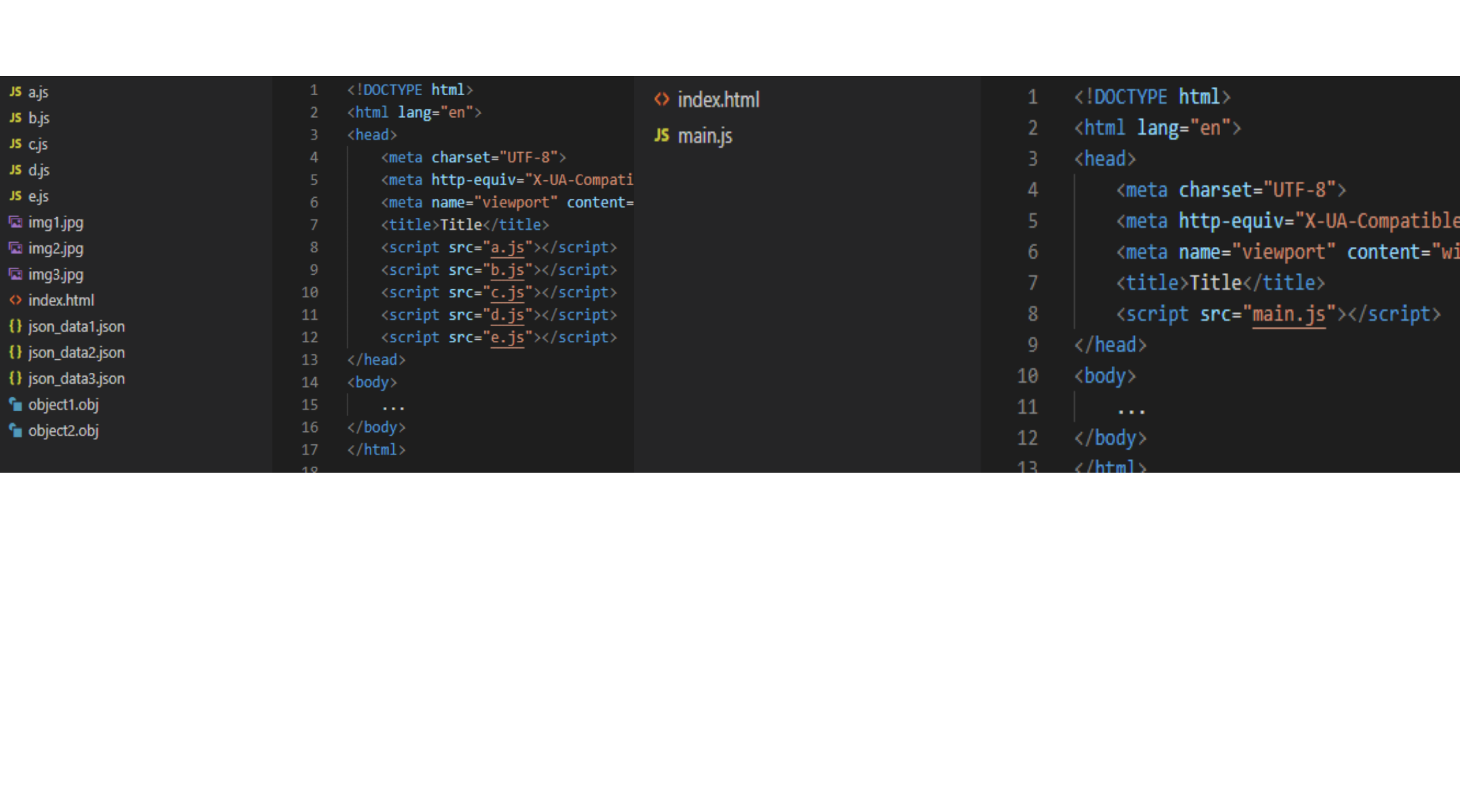 A project directory before Webpack