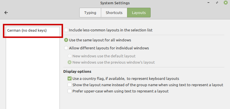 Select keyboard layout