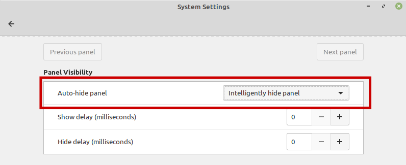 Auto-hide panel