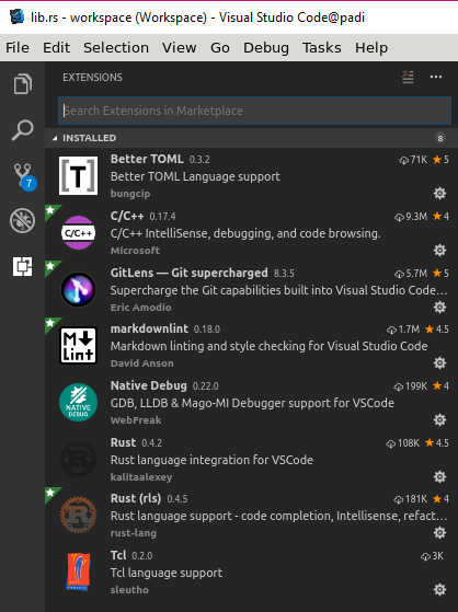 Visual Studio Code extensions to be installed