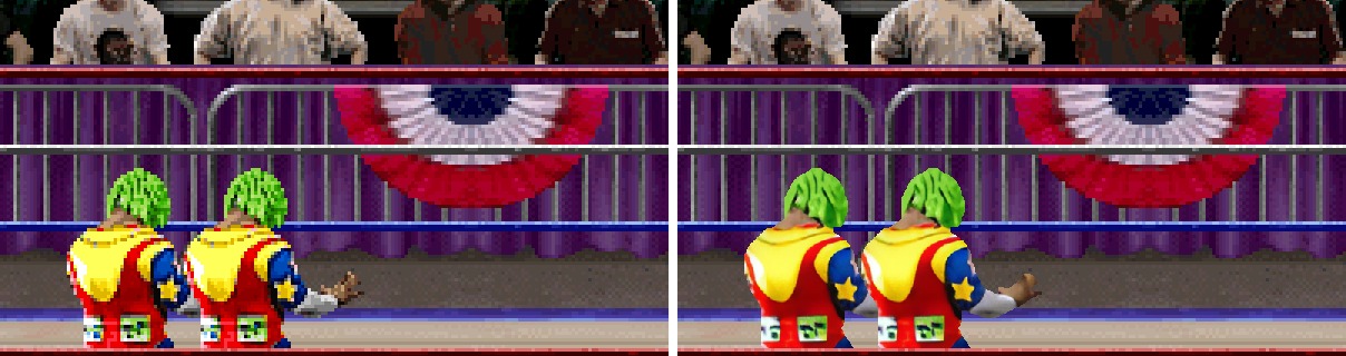 Comparação de arte original e arte em alta resolução no WrestleMania port