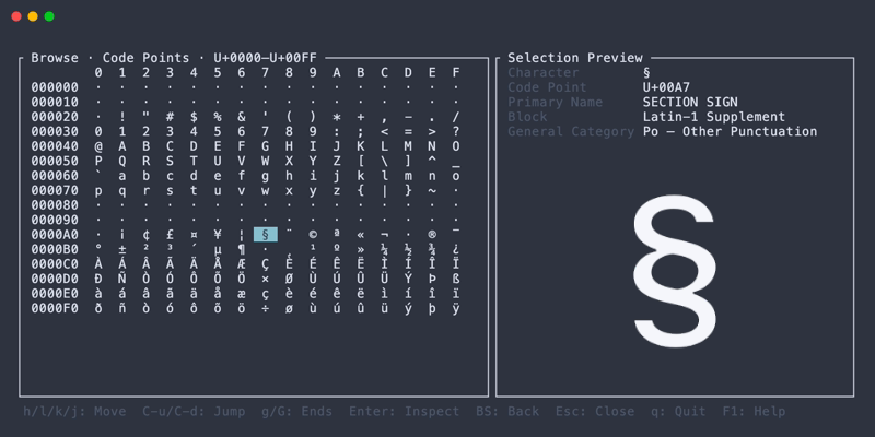 Code point browser