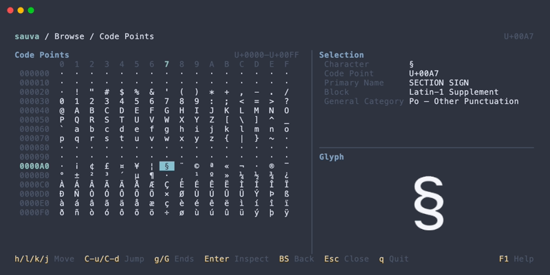 Code point browser