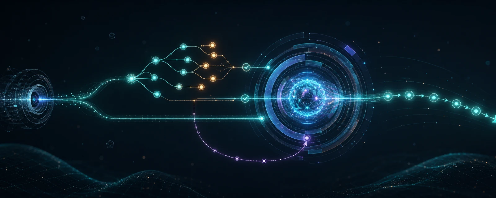 Drafter candidates flowing through target-model verification and fallback into one candidate action