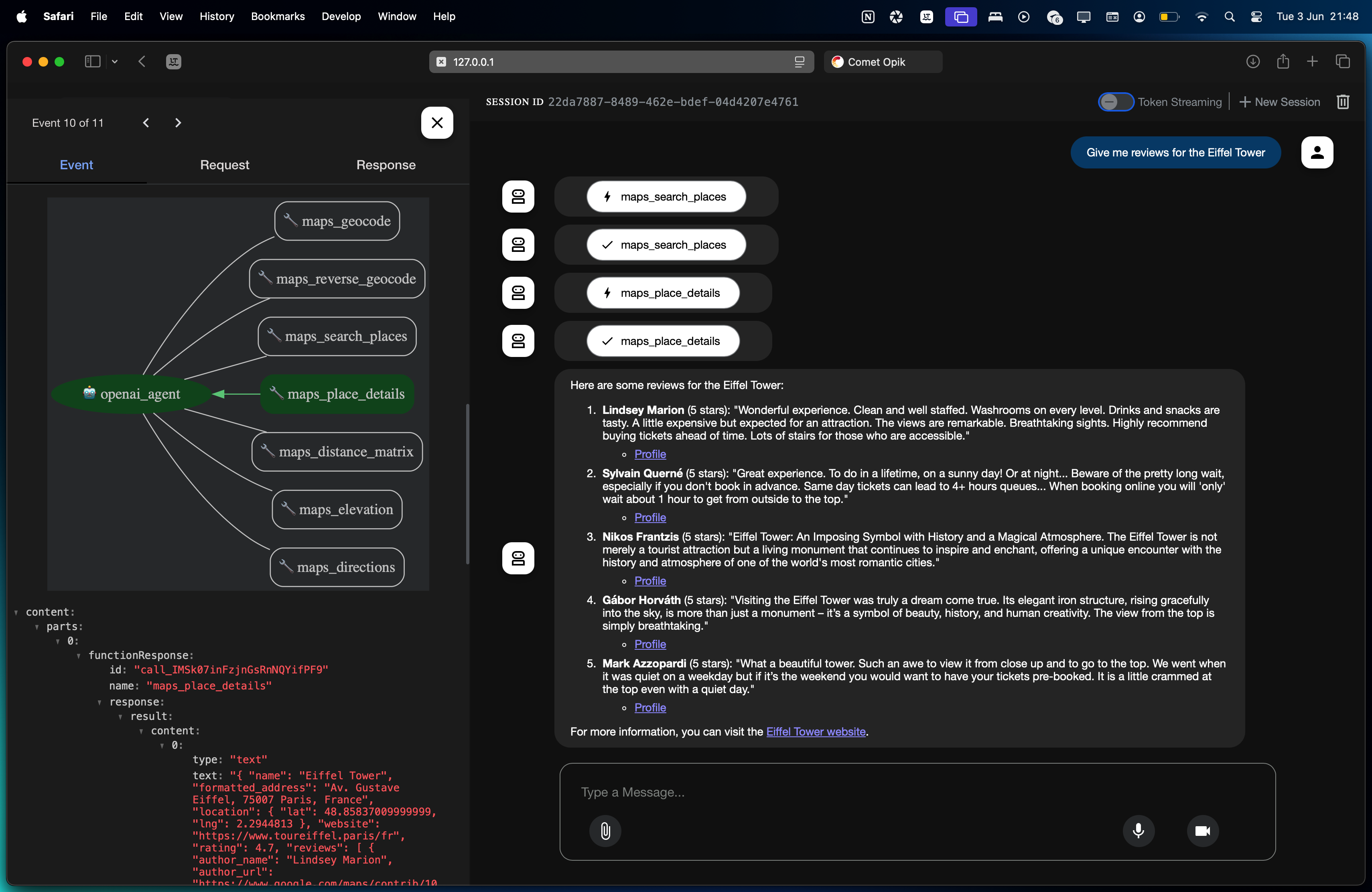 Place Details Event/UI