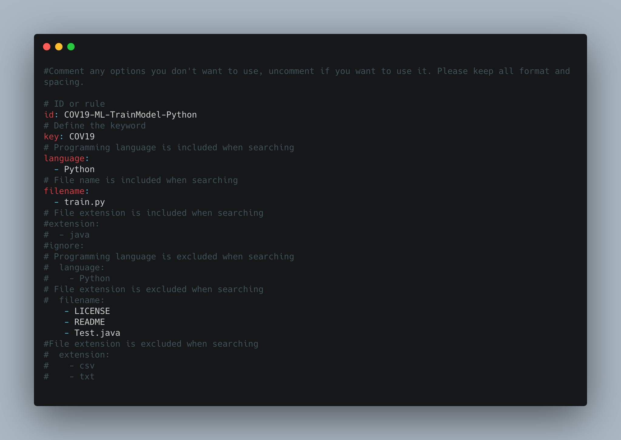 Example rule file