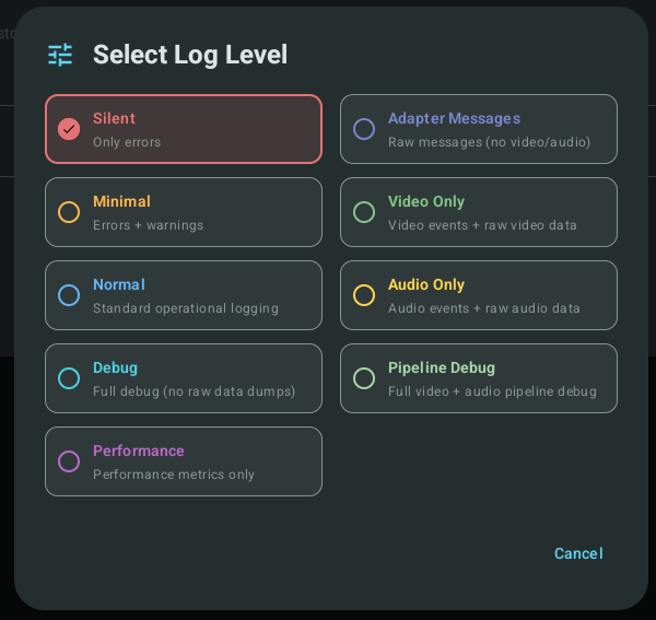 Log levels