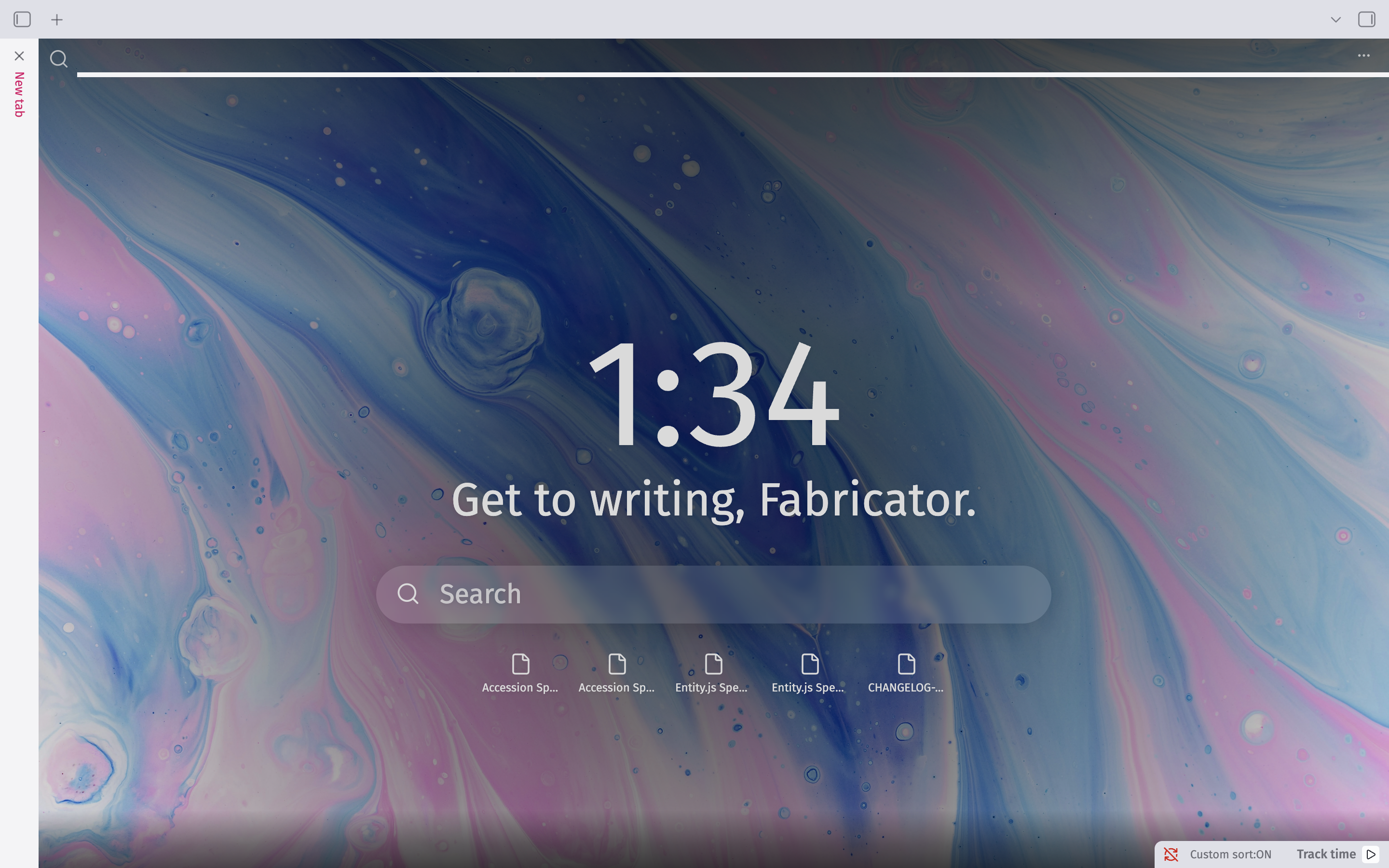 A screenshot showing the Tab Candy screen