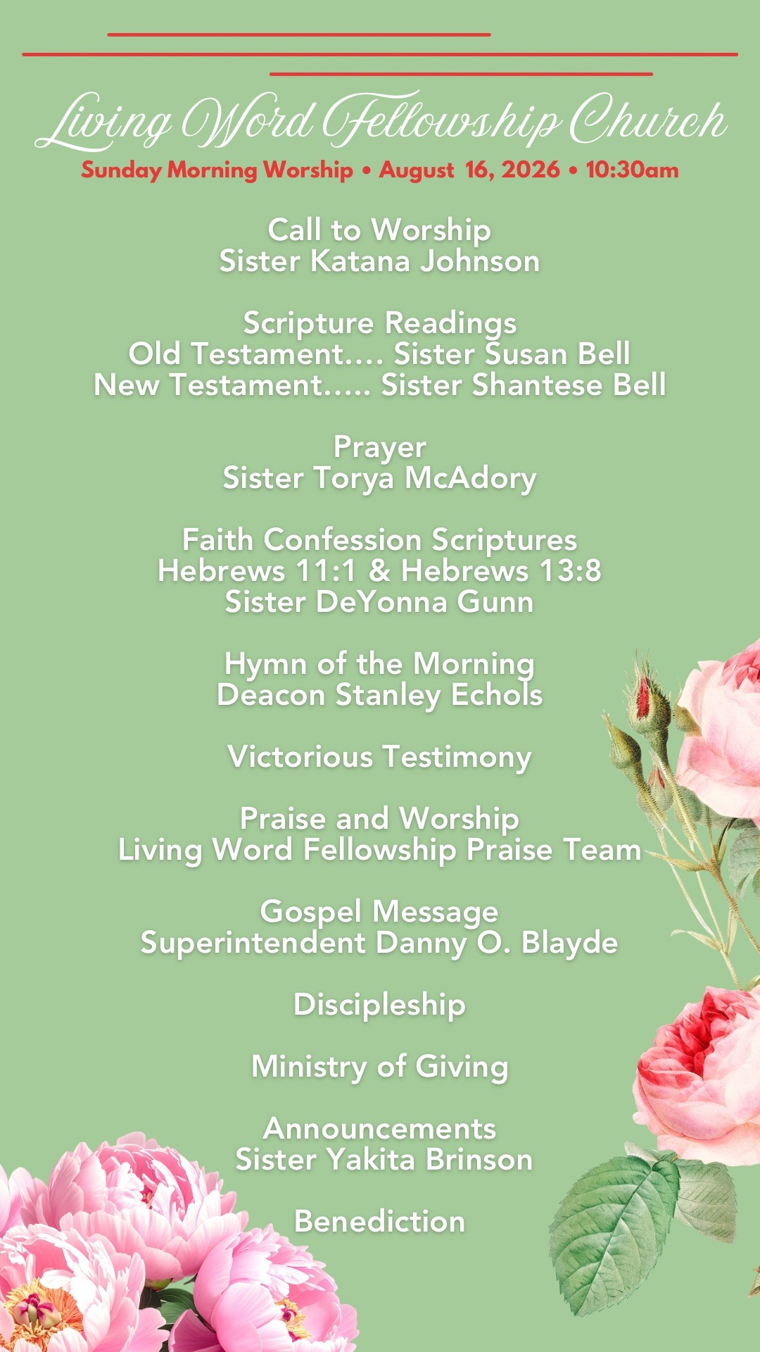 This Sunday's Order of Service