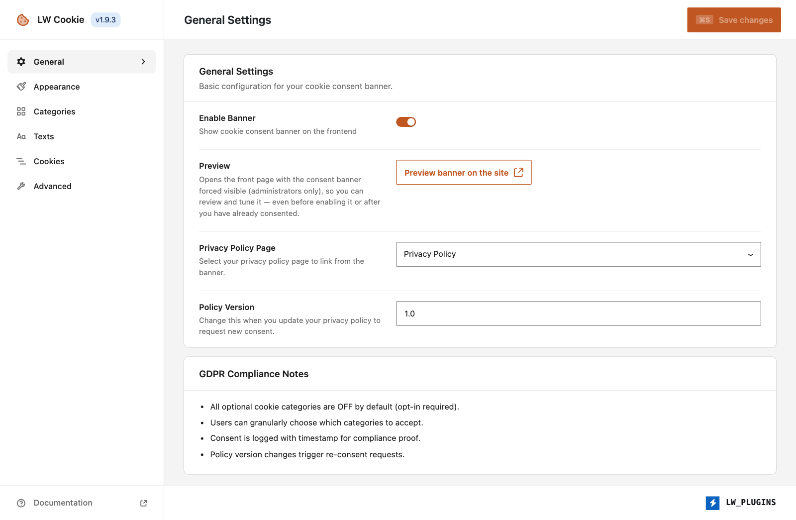 LW Cookie Settings