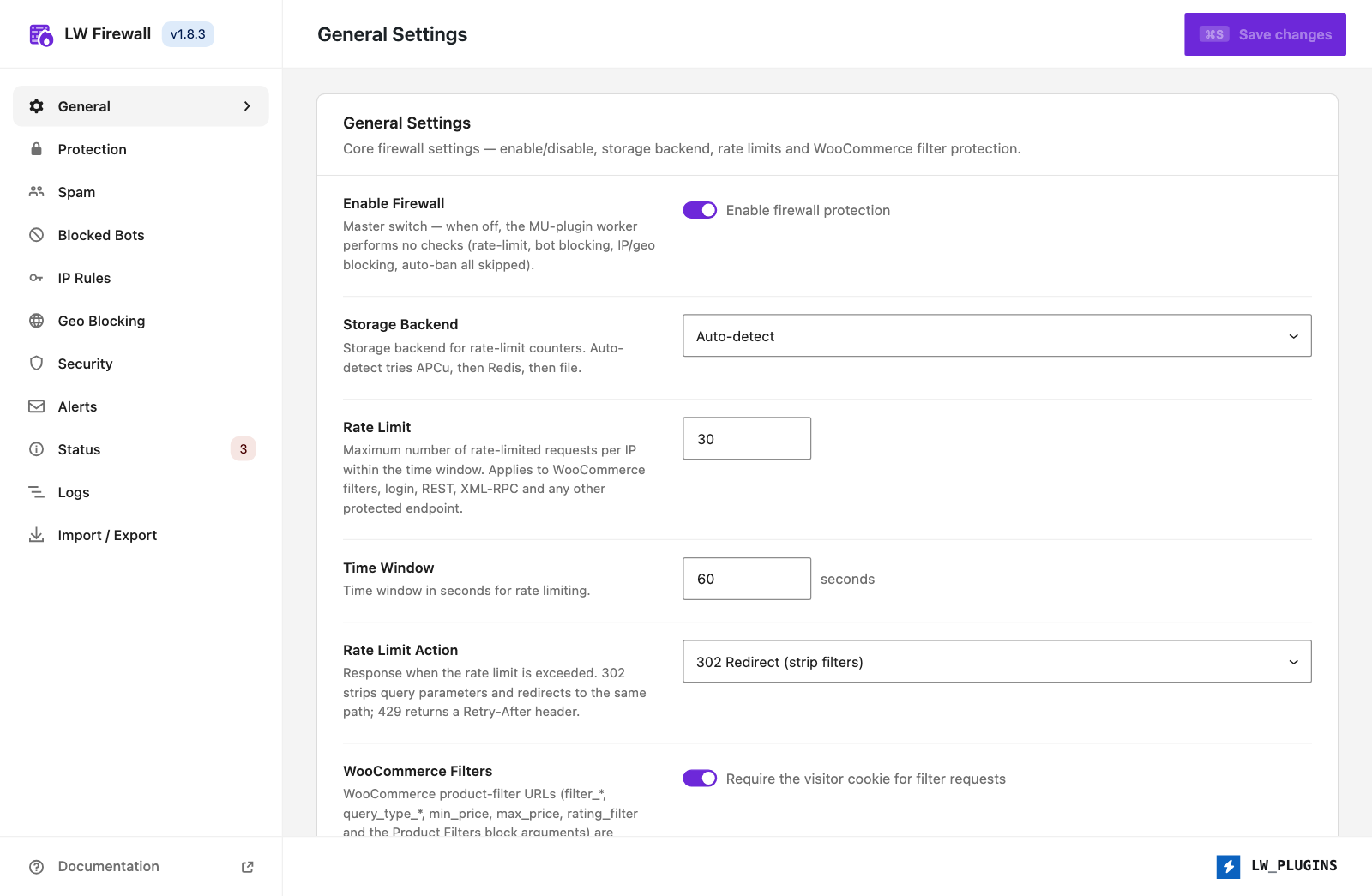 LW Firewall Settings