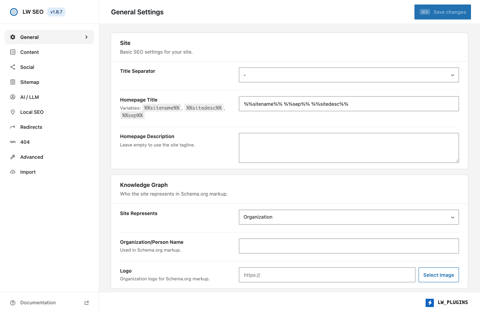 LW SEO Settings