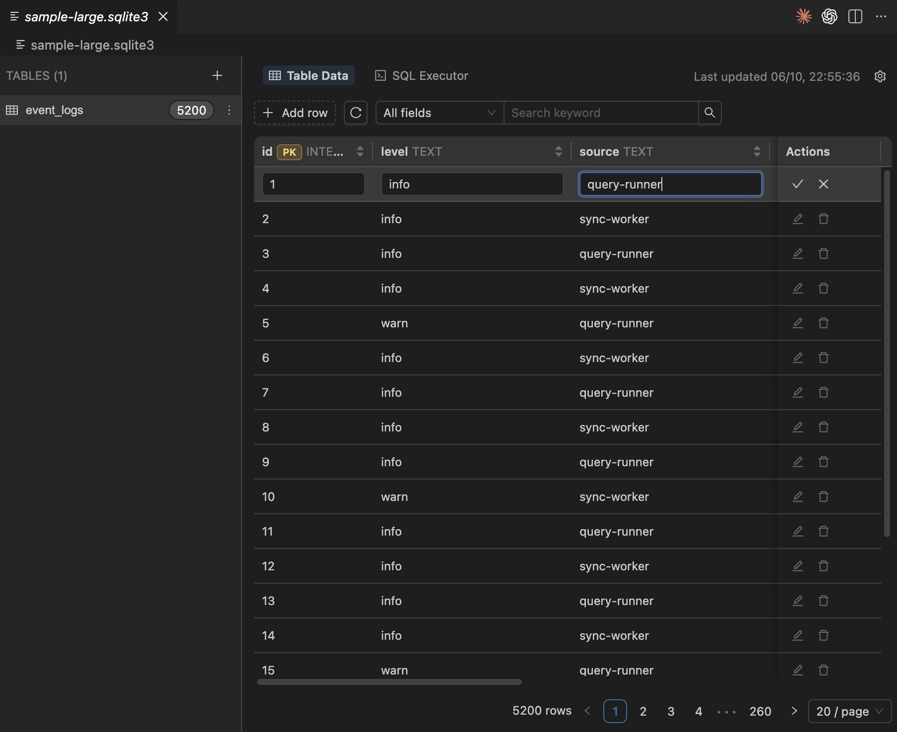sqlite-tool screenshot