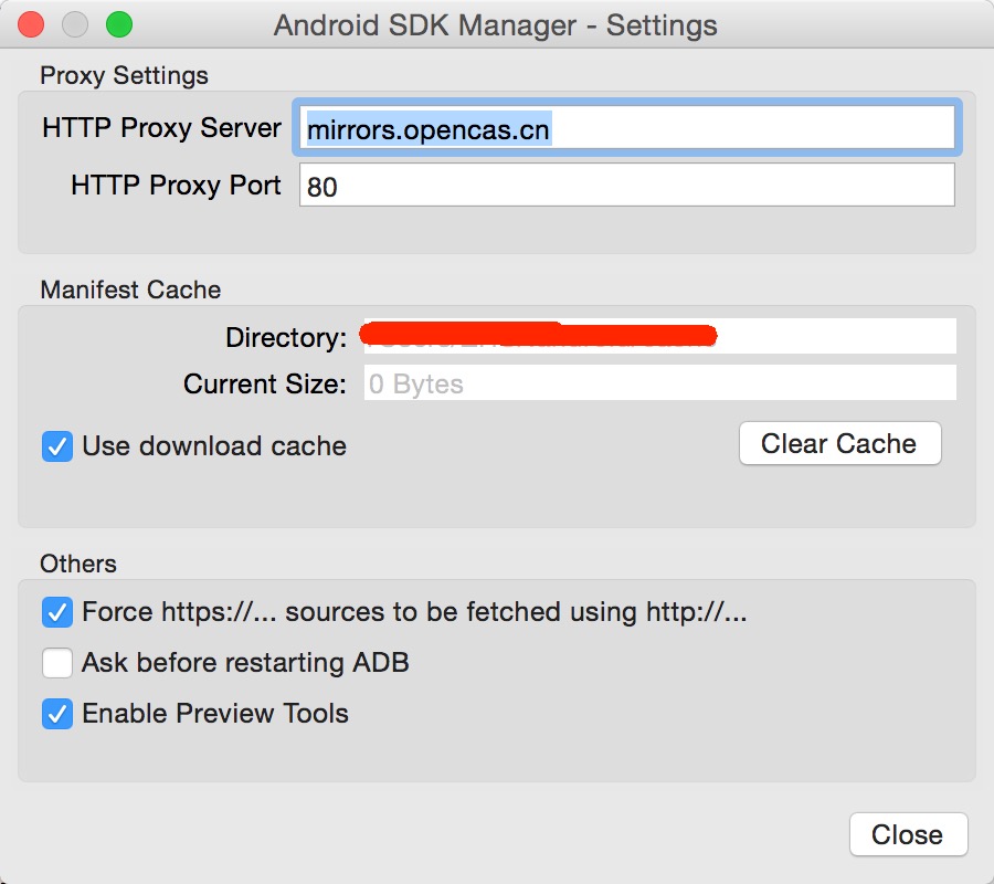 SDK Manager Proxy Settings