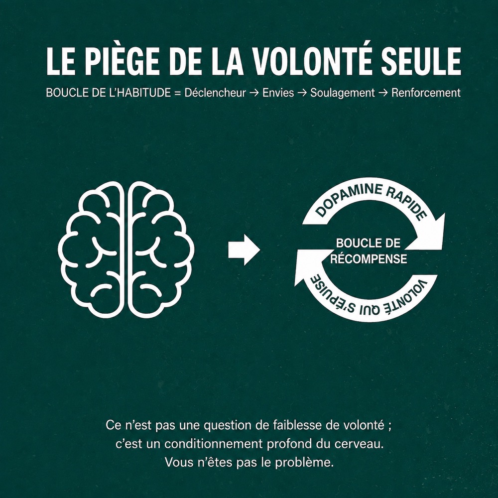 Le piège de la volonté seule : boucle de récompense et dopamine rapide