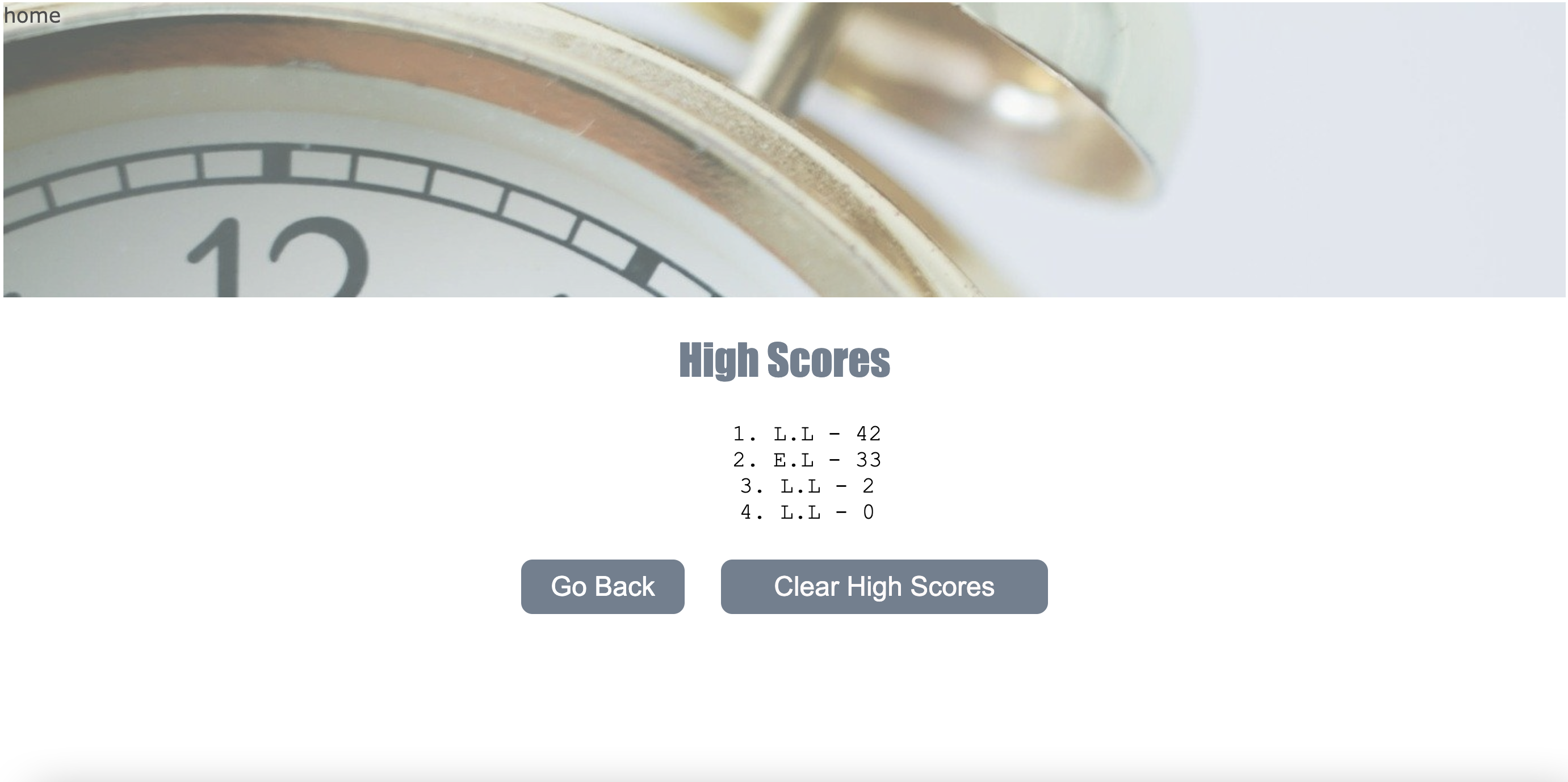 screenshot highscore page