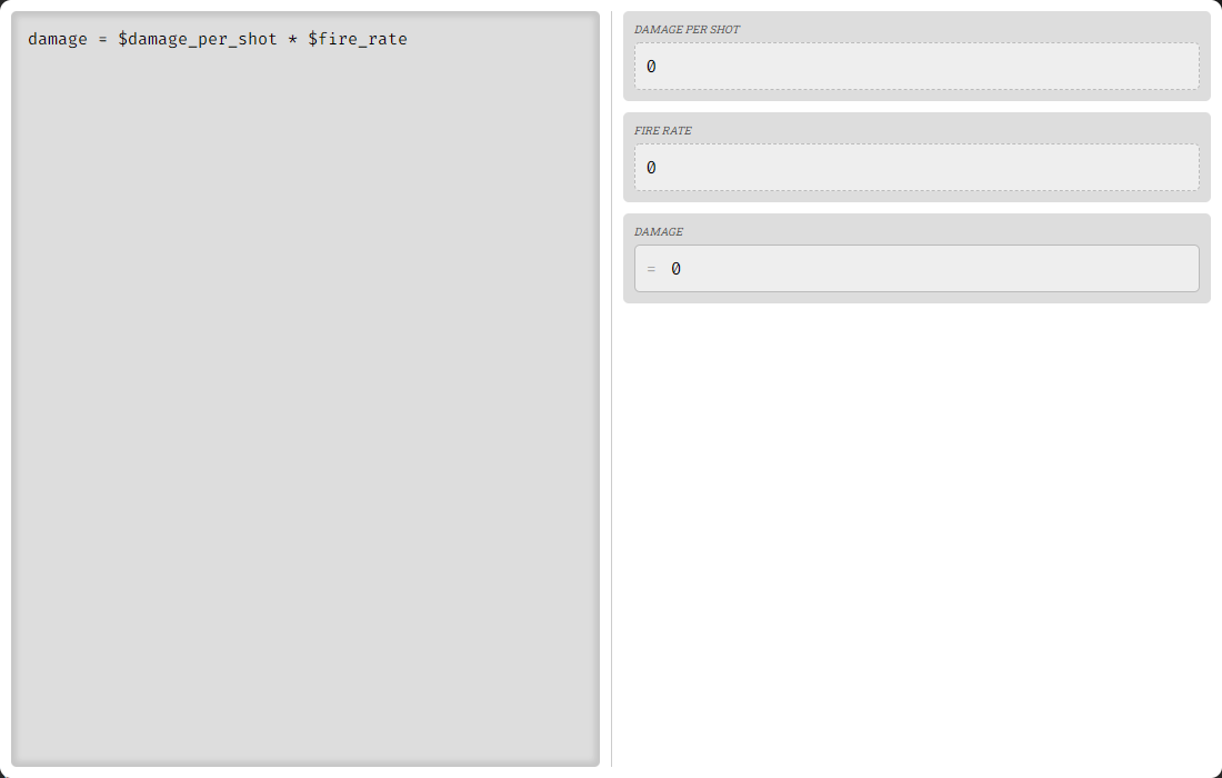 demo showing a basic DPS calculator