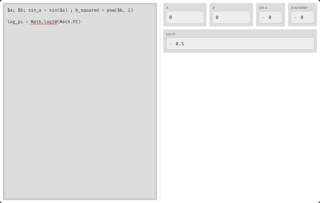 demo showing more complex JS math functions