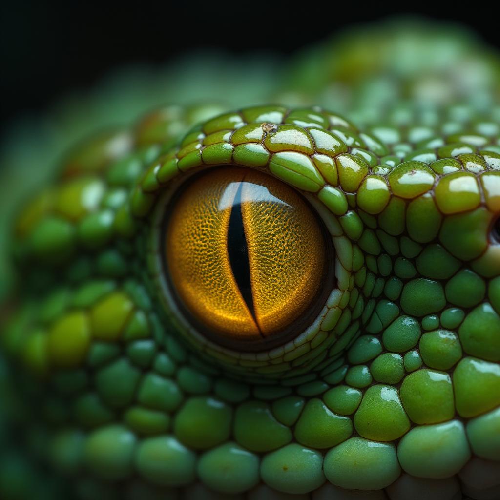 Detailed macro photograph of a snake's eye and scales