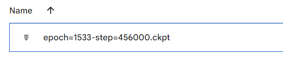 Screenshot of Google Drive showing a trained ckpt