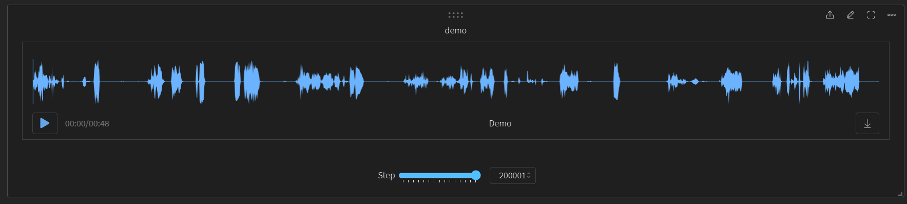 Screenshot of wandb showing a demo audio