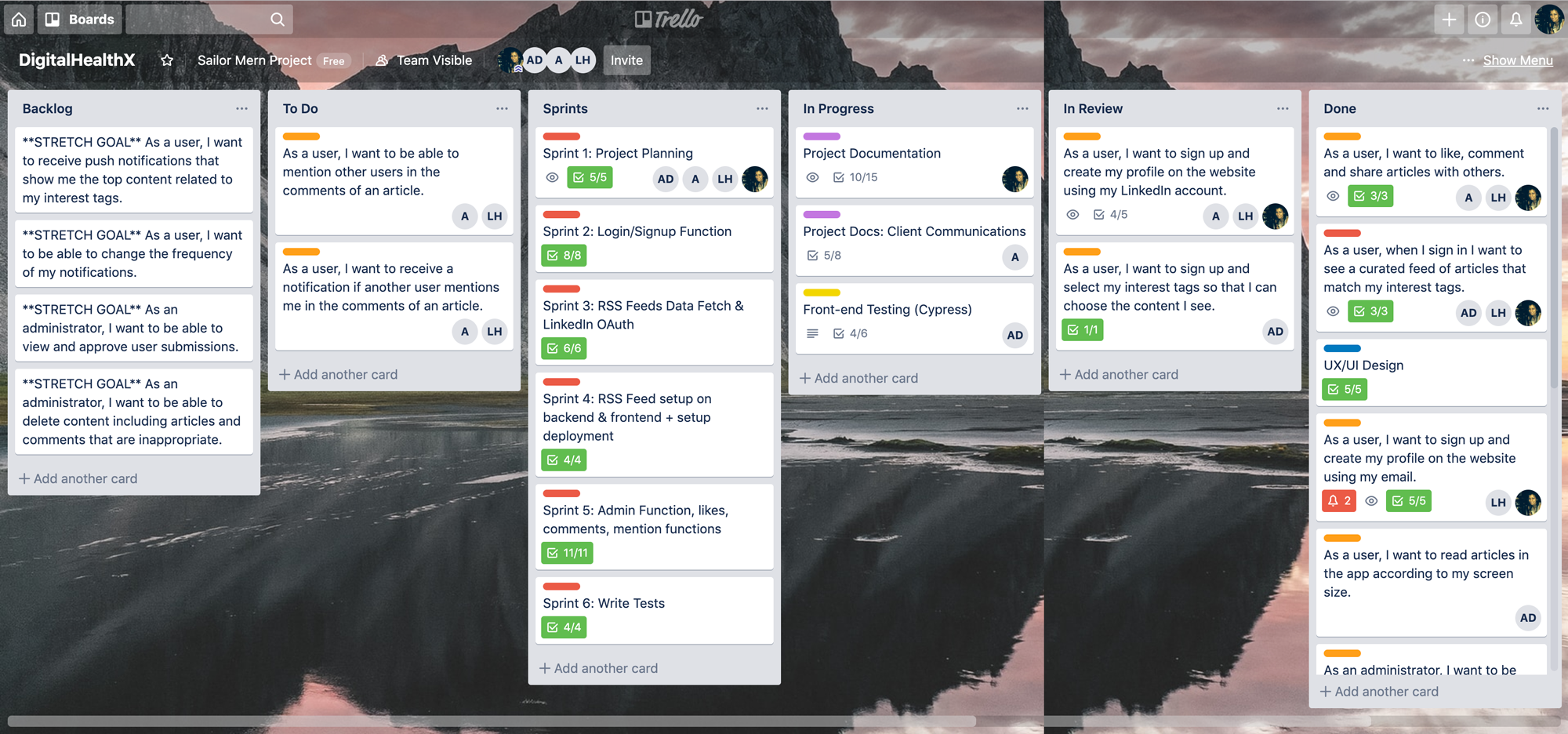 Trello board screenshot