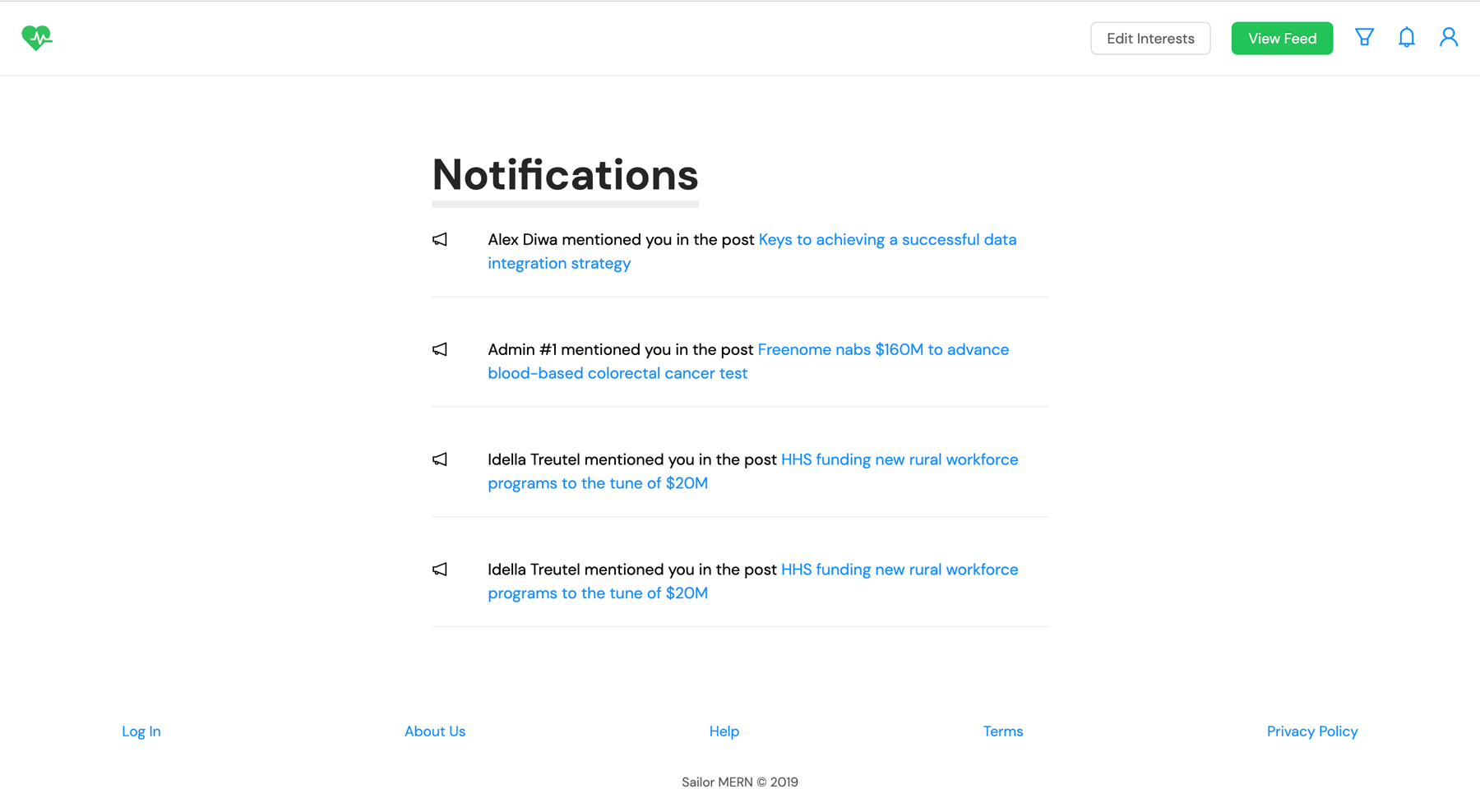 Notifications Page