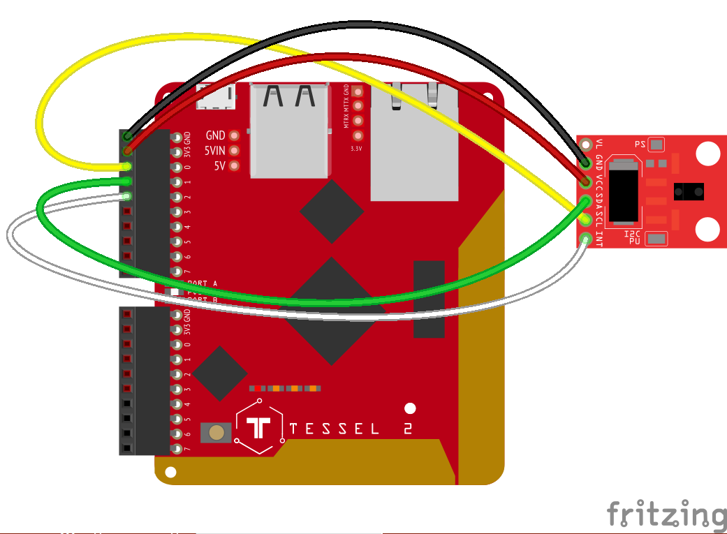 SparkFun APDS-9960 connected to Tessel 2