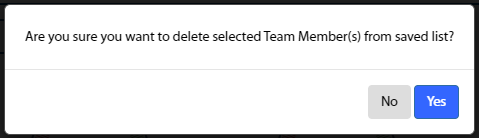 Image of confirmation message when deleting team members.