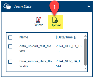 Image of expanded Team Data blue bar.