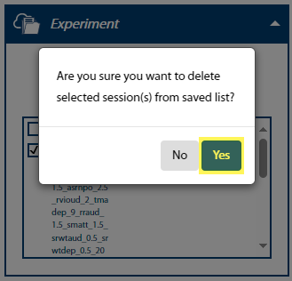 Image of the delete experiment confirmation message.