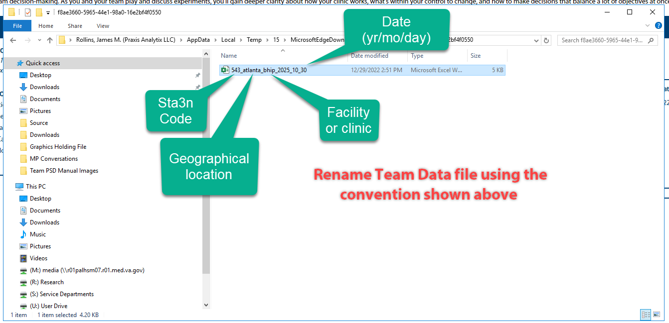 Image of team data file saved with Team naming convention.