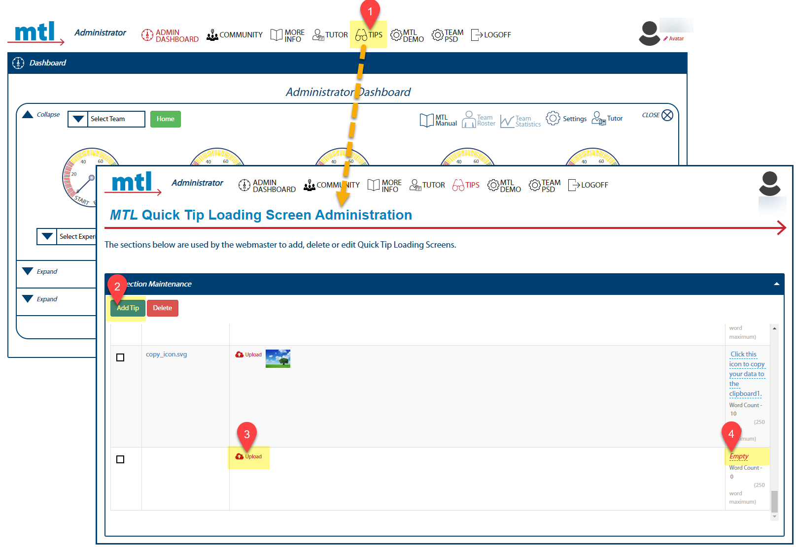 Image of navigation steps to update Quick Tips.